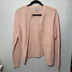 Coquette Kasper Pink Cable Knit Cardigan with Pearl Buttons